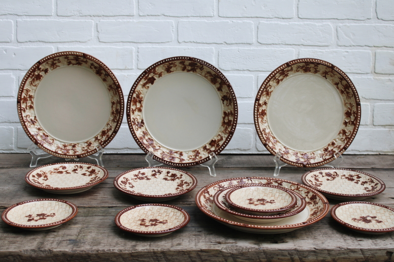 photo of Temp Tations floral lace basketweave chocolate brown plates set for 4, hard to find!  #1